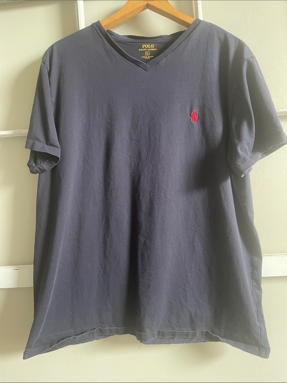 Polo by Ralph Lauren Navy V-Neck Tee with Red Pony Logo